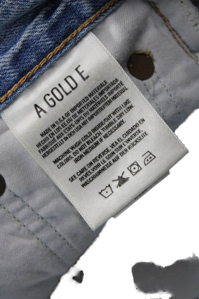 Agolde Unisex Cropped Straight Jeans Light Blue Mid Rise Button Size 24