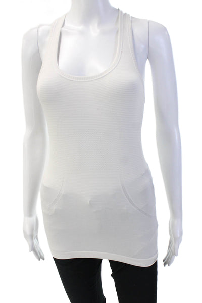 Lululemon Women White Basic Sleeveless Tank Round Neck Nylon Blend Size 4