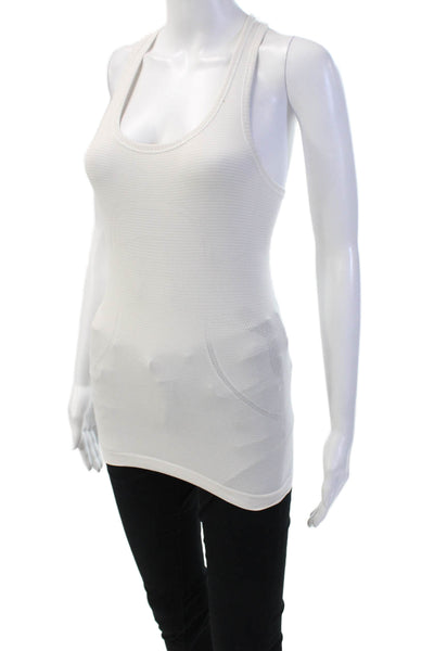 Lululemon Women White Basic Sleeveless Tank Round Neck Nylon Blend Size 4