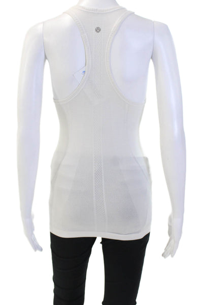 Lululemon Women White Basic Sleeveless Tank Round Neck Nylon Blend Size 4