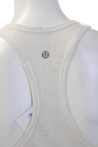 Lululemon Women White Basic Sleeveless Tank Round Neck Nylon Blend Size 4