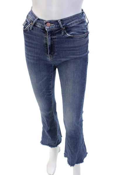 Mother Womens Cropped Flared Jeans Blue Mid-Rise 28 Inseam Size 23