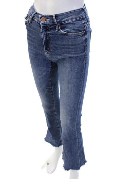 Mother Womens Cropped Flared Jeans Blue Mid-Rise 28 Inseam Size 23