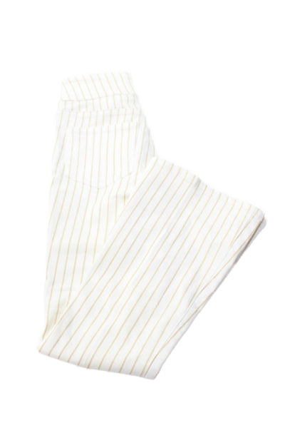 Frame Womens Chinos White Striped Mid Rise Button Size 23