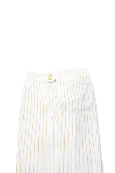 Frame Womens Chinos White Striped Mid Rise Button Size 23