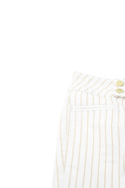 Frame Womens Chinos White Striped Mid Rise Button Size 23