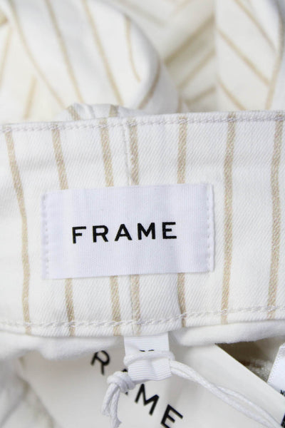Frame Womens Chinos White Striped Mid Rise Button Size 23