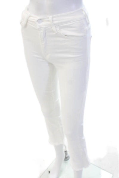 Mother Women Ankle Cropped White Jeans Button Mid-Rise Size 23