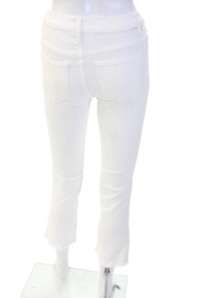 Mother Women Ankle Cropped White Jeans Button Mid-Rise Size 23