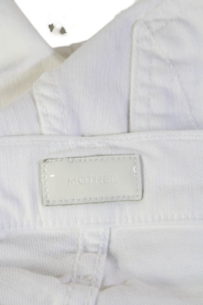 Mother Women Ankle Cropped White Jeans Button Mid-Rise Size 23