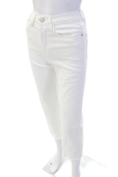 Frame Women Ankle Cropped Pants White Mid Rise Button Size 23