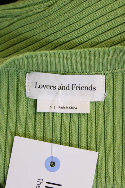Lovers + Friends Women Bodycon Sweater Dress Green Striped Sleeveless Size S