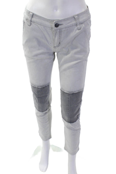 Free People Womens Cropped Ankle Pants Gray Button Fly Size 0