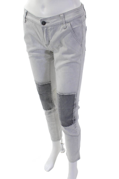 Free People Womens Cropped Ankle Pants Gray Button Fly Size 0