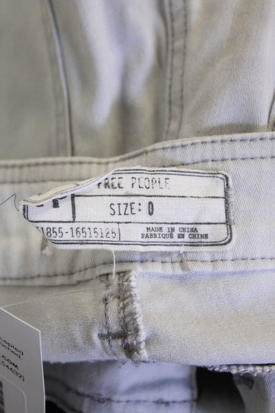 Free People Womens Cropped Ankle Pants Gray Button Fly Size 0