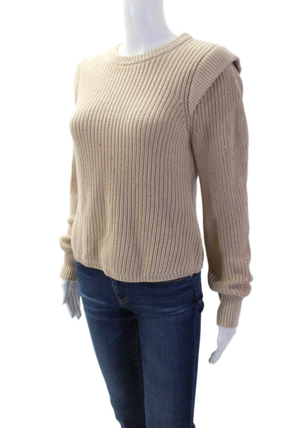 525 Womens Pullover Sweater Beige Crew Neck Cotton Long Sleeve Size S