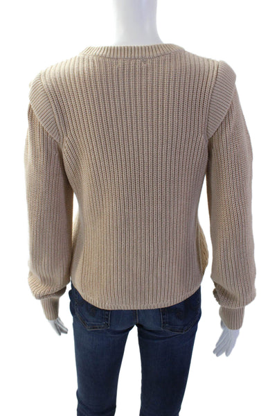 525 Womens Pullover Sweater Beige Crew Neck Cotton Long Sleeve Size S