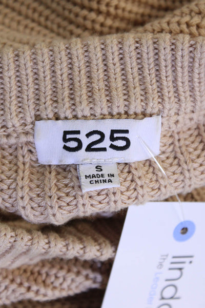 525 Womens Pullover Sweater Beige Crew Neck Cotton Long Sleeve Size S