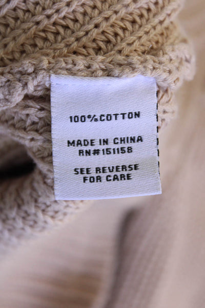525 Womens Pullover Sweater Beige Crew Neck Cotton Long Sleeve Size S