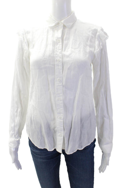 Cloth & Stone Womens White Collared Button-Up Blouse Long Sleeve Size XS