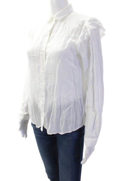 Cloth & Stone Womens White Collared Button-Up Blouse Long Sleeve Size XS