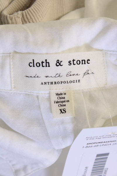 Cloth & Stone Womens White Collared Button-Up Blouse Long Sleeve Size XS