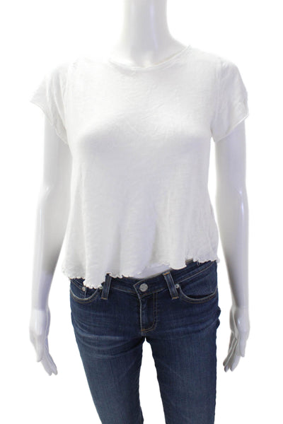 We The Free Women Cropped T-Shirt White 100% Cotton Size S