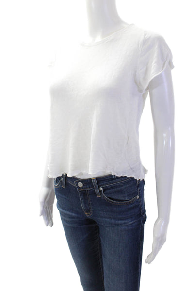 We The Free Women Cropped T-Shirt White 100% Cotton Size S