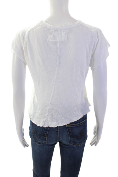 We The Free Women Cropped T-Shirt White 100% Cotton Size S