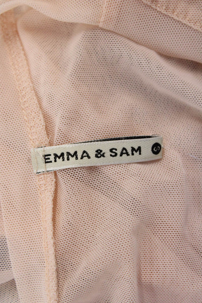 Emma & Sam Women Beige Round Neck Grunge Nylon T-Shirt Size S