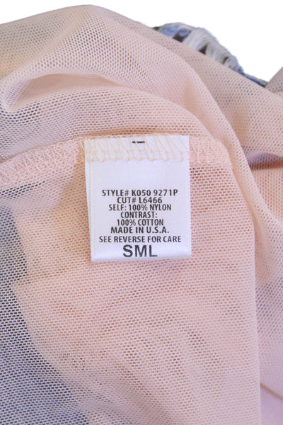 Emma & Sam Women Beige Round Neck Grunge Nylon T-Shirt Size S