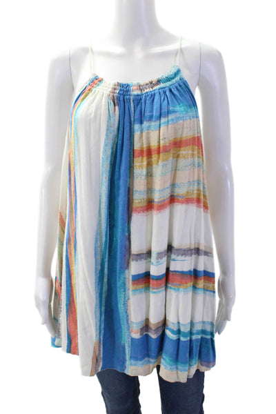 Free People Womens Boho Striped Camisole Tunic Blue Sleeveless Size XS
