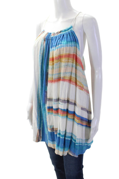 Free People Womens Boho Striped Camisole Tunic Blue Sleeveless Size XS
