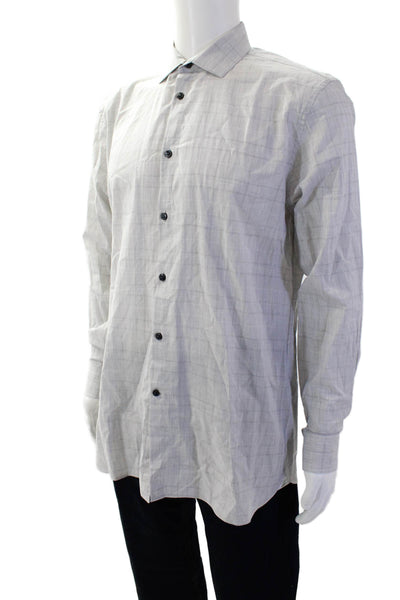 John Varvatos Star USA Mens Striped Long Sleeve Button-Down Shirt Gray Size M