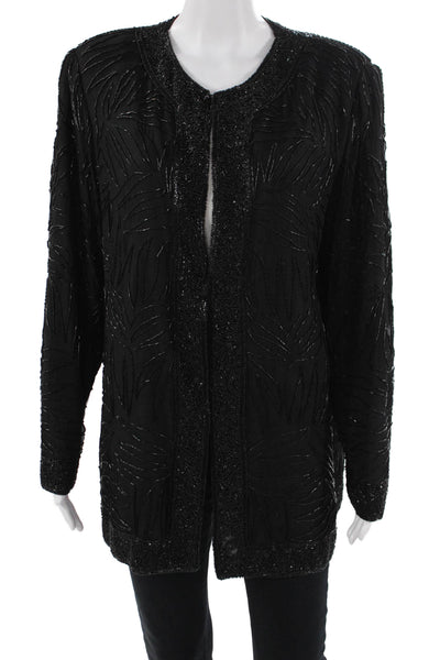 Brilliante Women Black Cotton-Blend Jacket Size XL