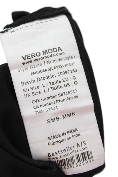 Vero Moda Women Black Shift Dress Sleeveless V-Neck Size L