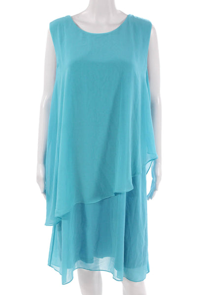 Soft Surroundings Women Shift Tank Dress Light Blue Polyester Size L