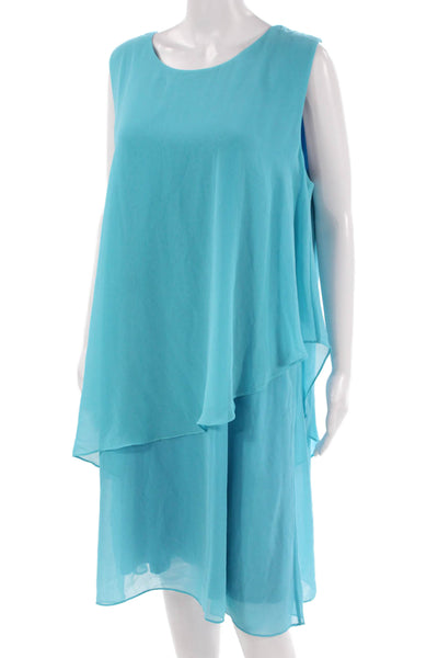 Soft Surroundings Women Shift Tank Dress Light Blue Polyester Size L