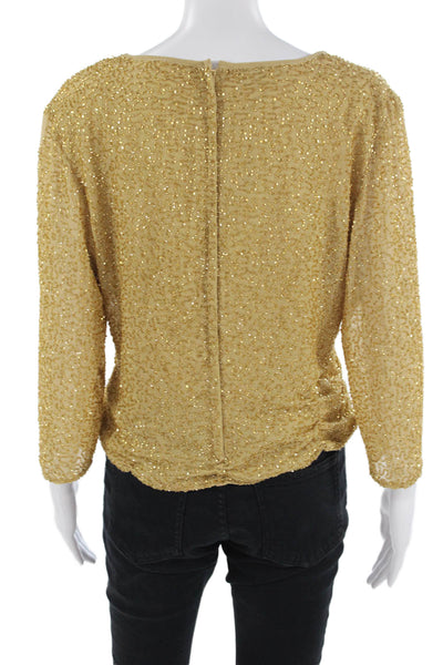 Jkara, Womens Beige V-Neck 3/4 Sleeve Classic Blouse Size L