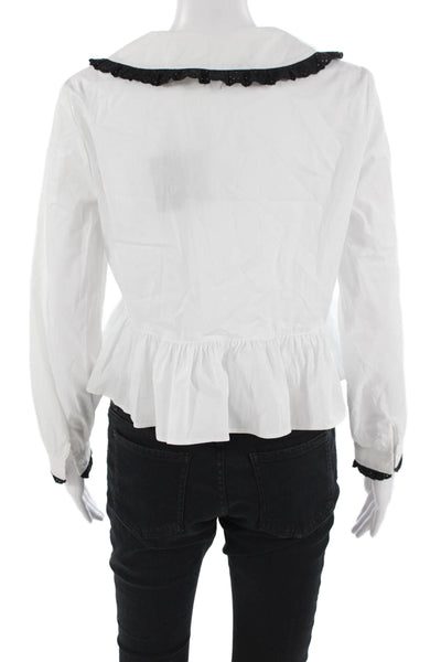 Asos Women Collared Viscose Button-Up Blouse 3/4 Sleeve White Size 8 Petite