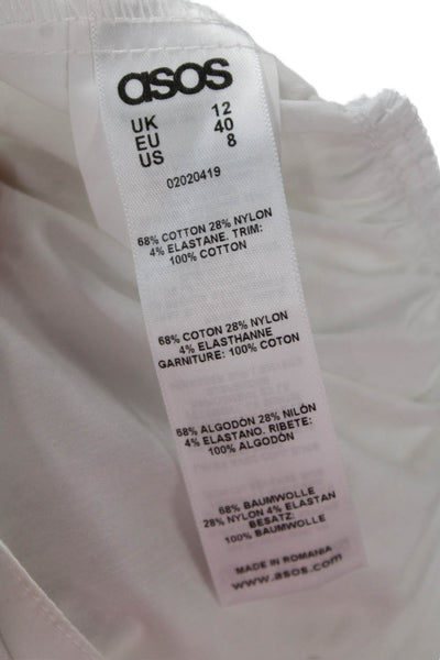 Asos Women Collared Viscose Button-Up Blouse 3/4 Sleeve White Size 8 Petite