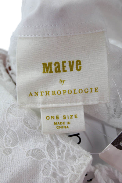 Maeve Anthropologie Womens Cropped Blouse White 3/4 Sleeve Viscose Size One