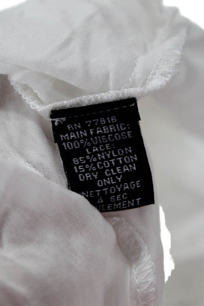 Maeve Anthropologie Womens Cropped Blouse White 3/4 Sleeve Viscose Size One