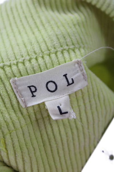 Pol Women Yellow Cotton Long Sleeve Solid Collared Jacket Size L