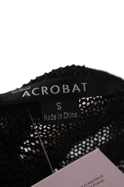 Acrobat Unisex Pullover Black Linen Striped Long Sleeve Size S