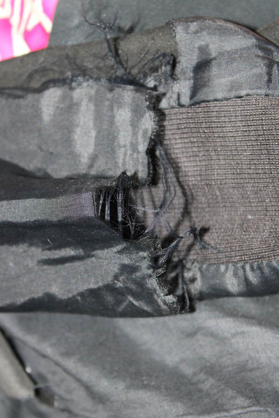 Veda Women Black Leather Motorcycle Jacket Zip Crew Neck Size 0P