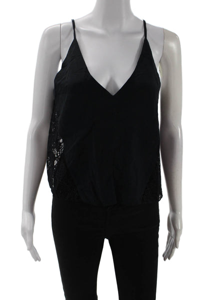 Mason Women Camisole Black Silk V-Neck Sleeveless Bohemian Size 0
