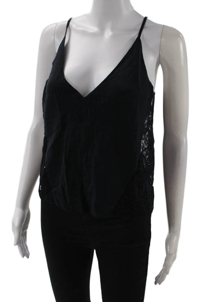 Mason Women Camisole Black Silk V-Neck Sleeveless Bohemian Size 0