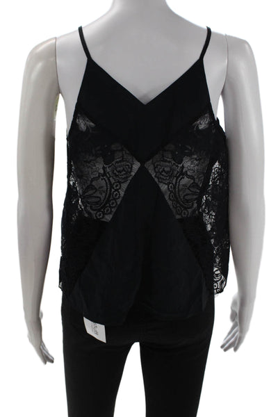 Mason Women Camisole Black Silk V-Neck Sleeveless Bohemian Size 0