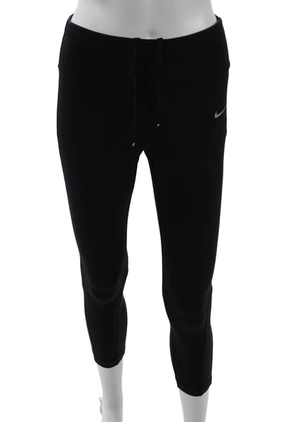 Nike Women Ankle Cropped Black Polyester Blend Sports Leggings Size XS